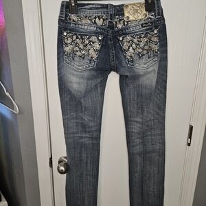 Embellished Blue Jeans Miss Me Straight Leg